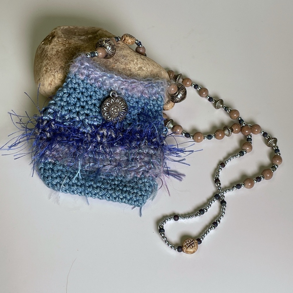 Fairy Bag Handcrafted Blue Crochet Cottagecore